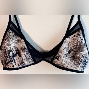 Snake Print Strappy Bralette M Mesh Cutout Cage Bra Y2K Grunge Festival Bikini